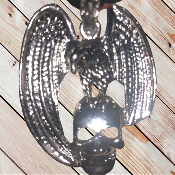 New. Goth inspired silver Eagle with skull… - Picture 7 of 10